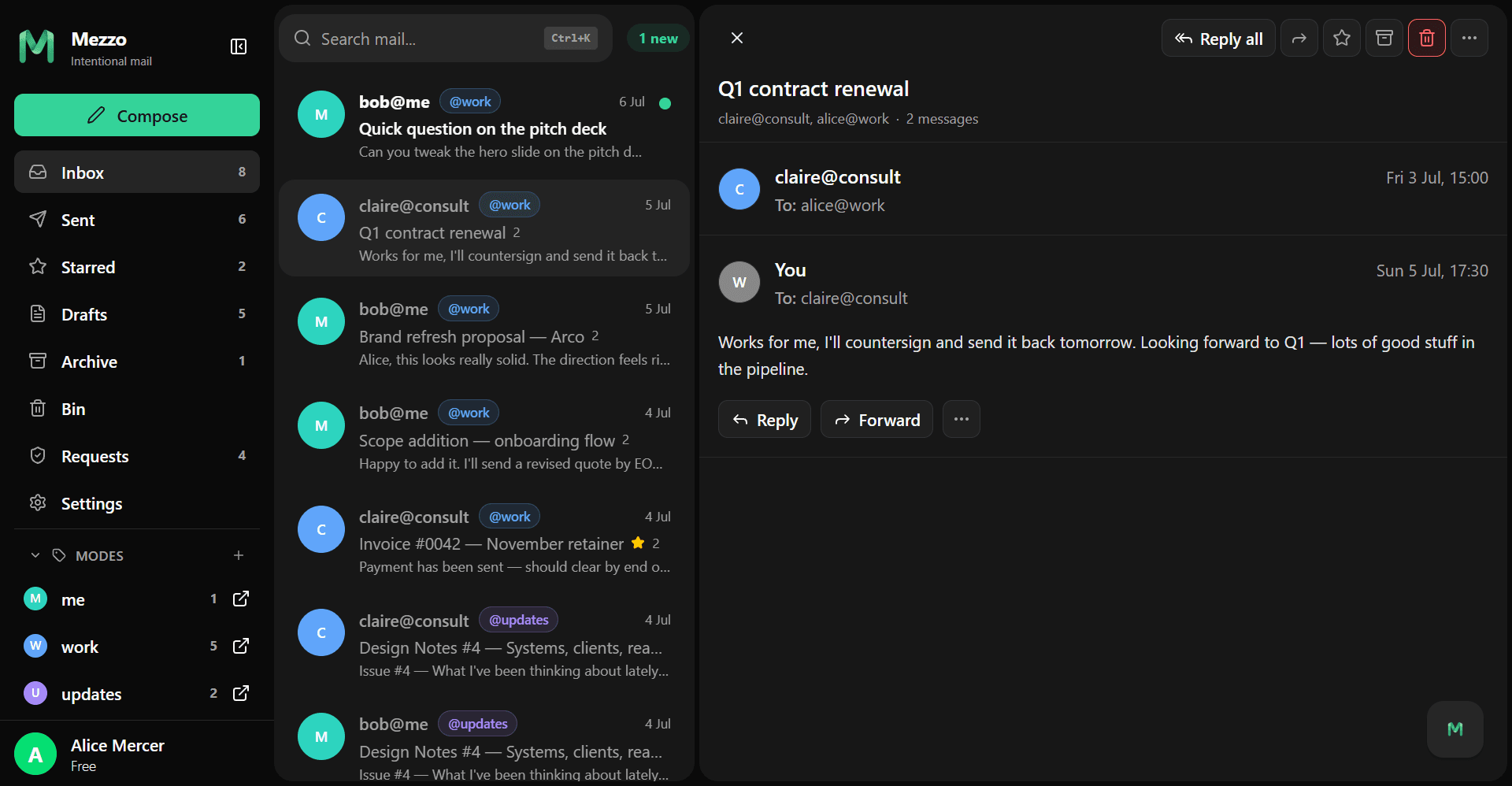 Mezzo inbox